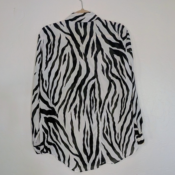 VTG DVF Black & White Zebra Button-Down Shirt 80s 90s Maximalism Loud Luxury - Picture 6 of 9